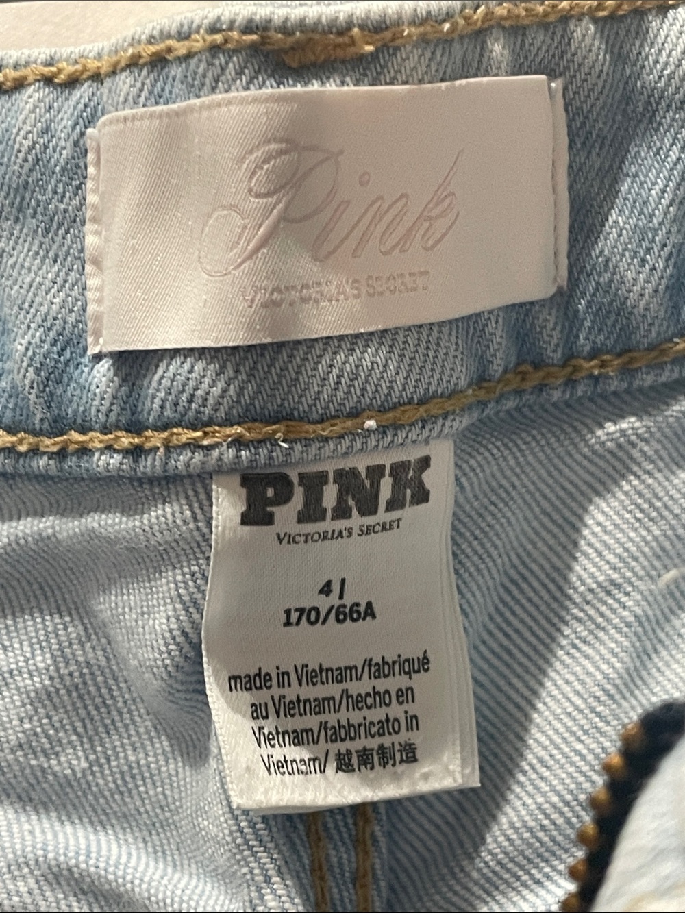 PINK Victoria's Secret Light Blue Distressed Wide-Leg Jeans - Picture 2 of 10